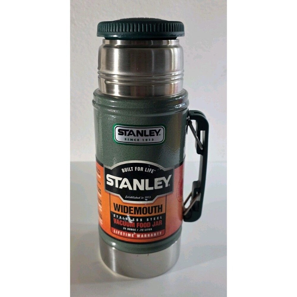 Stanley Classic Food Jar - 24oz Vacuum Thermos Camping Cookware Hammertone Green